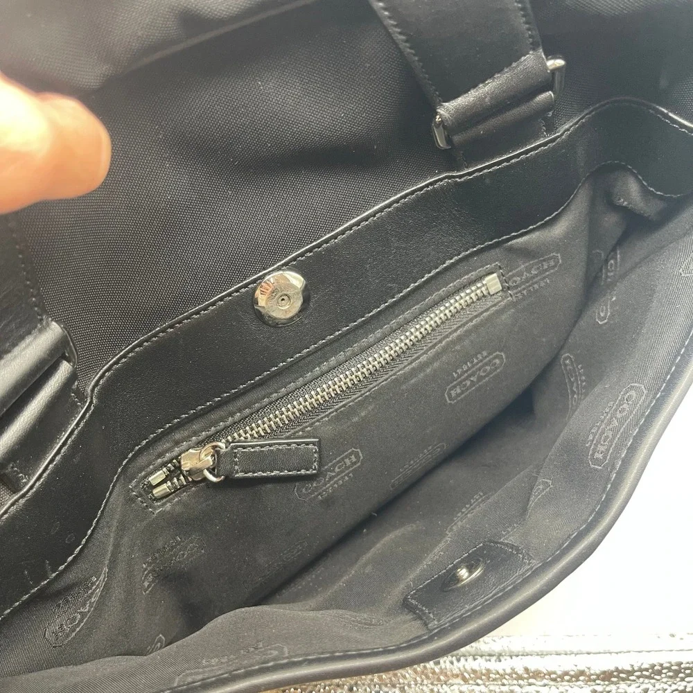 Coach Briefcase Messenger Bag Black Canvas Leather Laptop Work Travel STRAP